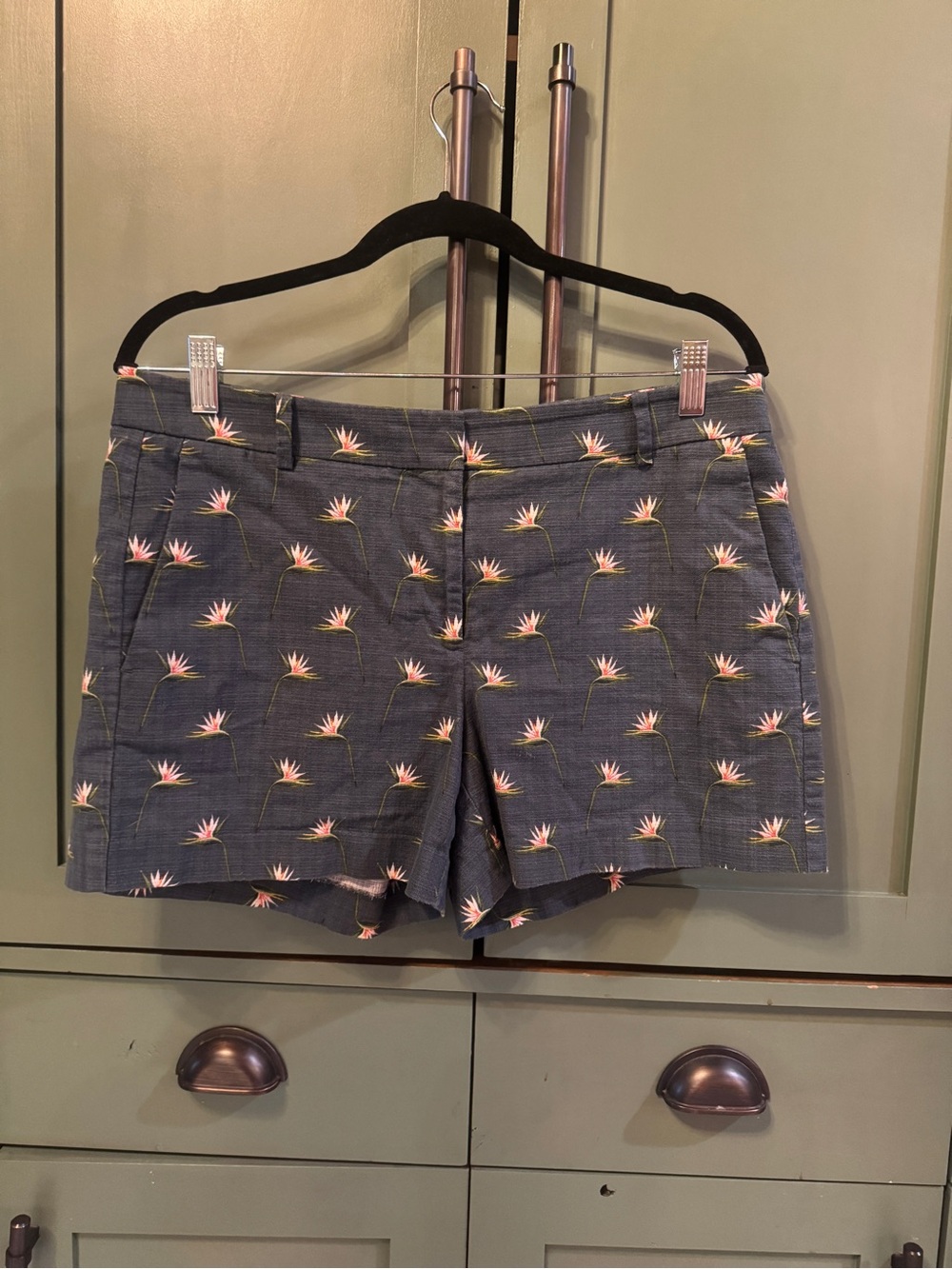 Ann Taylor Navy Floral Print Cotton Shorts